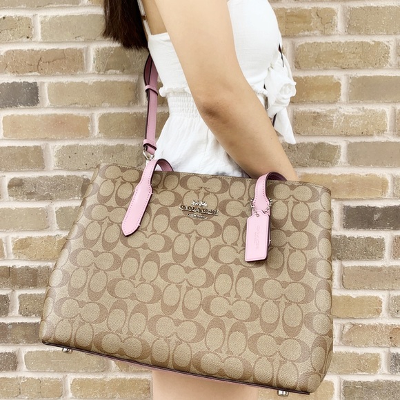 Coach carryall tote crossbody khaki pink - Picture 3 of 7